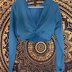 JoyLab Blue Twist Front Crop Top